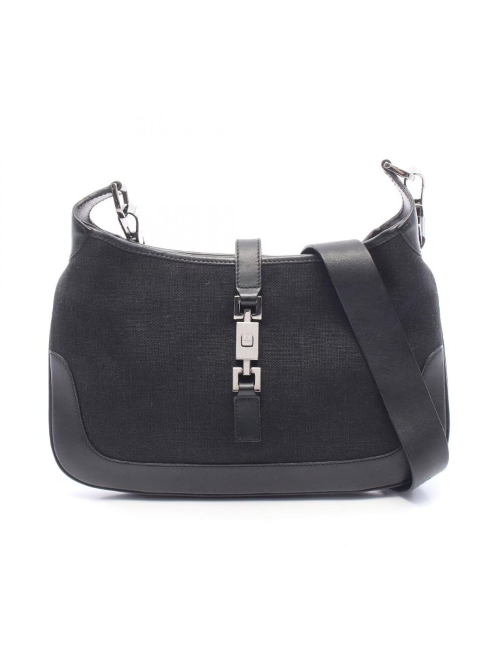 Gucci Shoulder Bag Jackie Black Canvas Leather